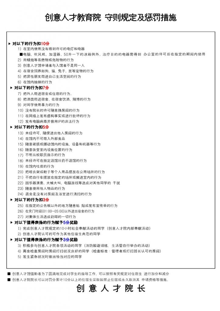 창의인재원 생활수칙 및 상벌점 a4 _ 중문_1